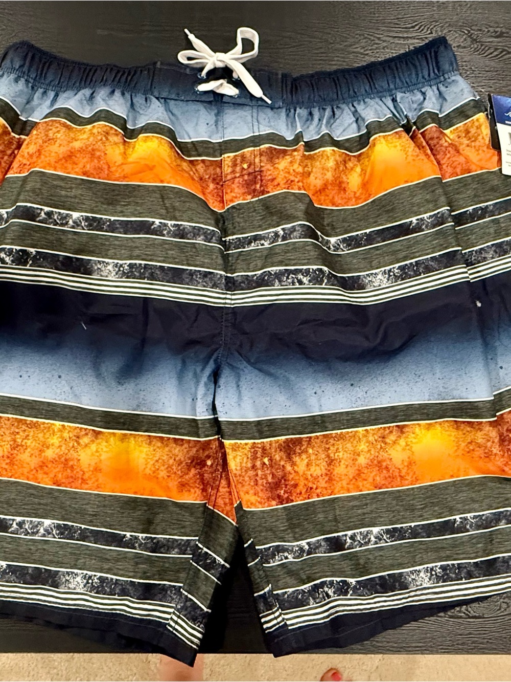 Kanu Surf Orange & Navy Striped Men's Swim Trunk